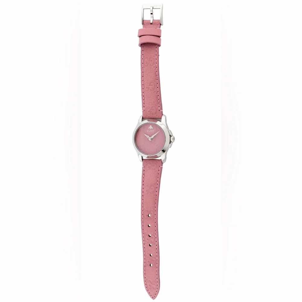 GUCCI G TIMELESS EMBOSSED SIGNATURE PINK MONOGRAM GG WATCH